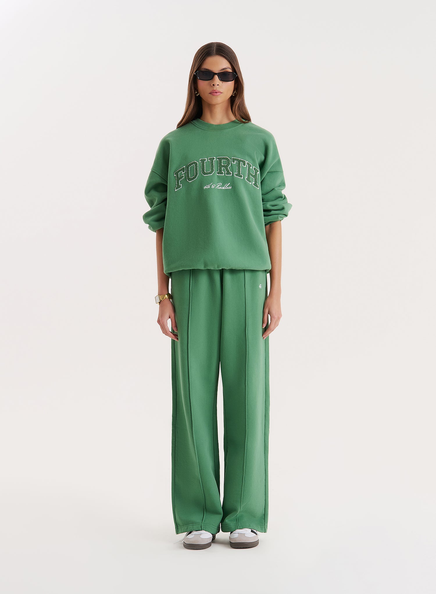 Green 4th Wide Leg Branded Joggers